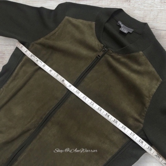 Vince olive genuine suede & wool zip up bomber jacket *shop@iamwarrior - Picture 5 of 9